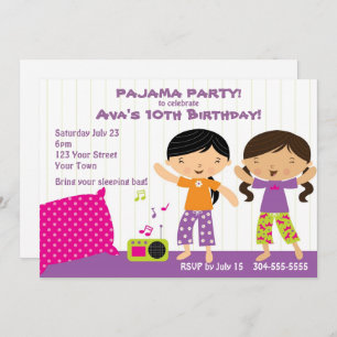 Invitación Fiesta Pajama para Chicas