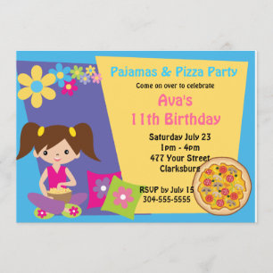 Invitación Fiesta Pajamas y Pizza