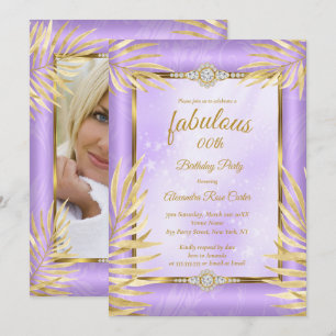 Invitación Fiesta Palmas de Oro de diamante púrpura fabuloso