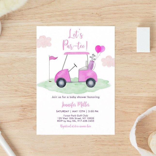 Invitación Fiesta Par-tee de Golf Bebé Rosa Niña (Subido por el creador)