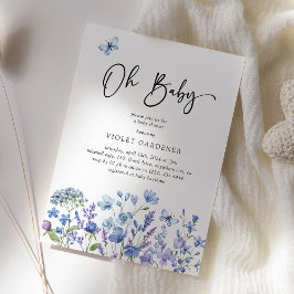 Invitación Fiesta para bebé Oh Baby Blue Wildflower