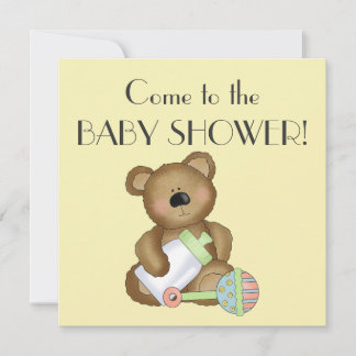 Invitación Fiesta para el Bebé + Oso Adorable/Biberón/Sonajer