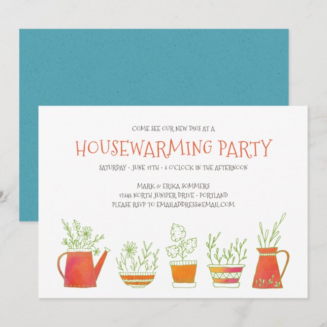 Invitación Fiesta para el calentamiento de la casa (Anverso / Reverso)
