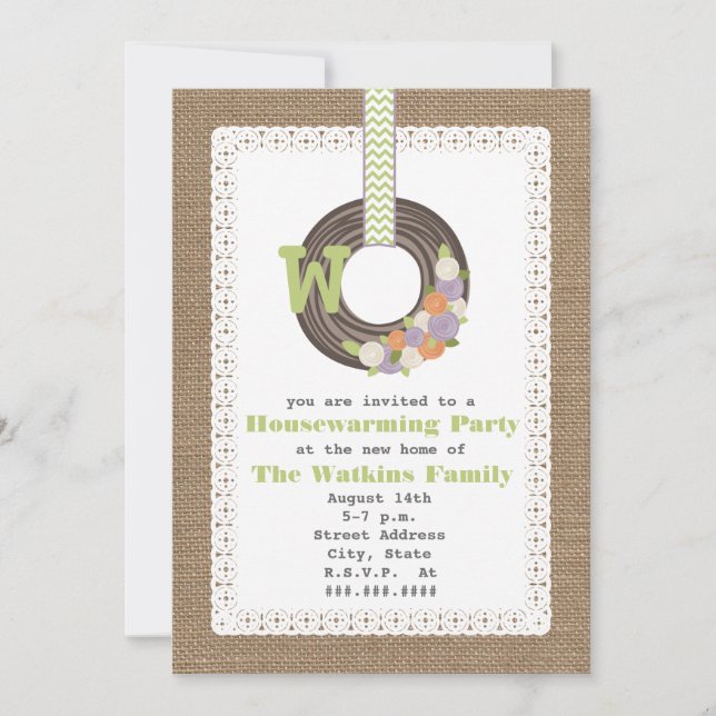 Invitación Fiesta para el calentamiento de la casa inspirado  (Anverso)