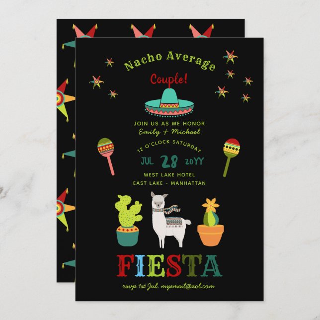 Invitación FIESTA PARA NOVIOS DUCHA Nacho Pareja Promedio DIV (Anverso / Reverso)