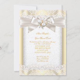 Invitación Fiesta para toda ocasión Perla elegante encaje cre