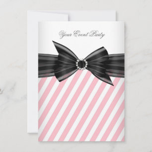 Invitación Fiesta para todas las Ocasiones Raya Rosa Negro Bl