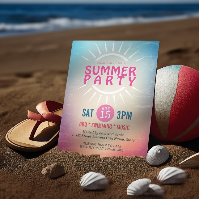 Invitación Fiesta para verano / playa / piscina / Boda de ver (Subido por el creador)