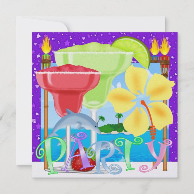 Invitación Fiesta PARADISE / Luau - SRF (Anverso)