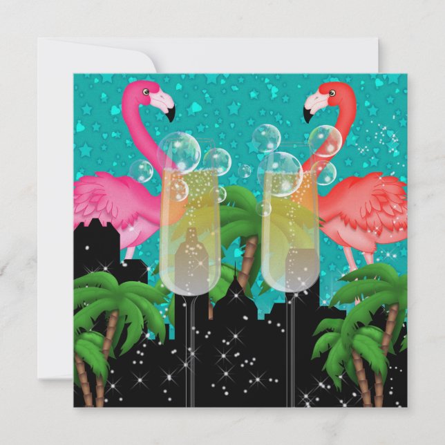 Invitación Fiesta Paradisíaca con Estilo Luces Brillantes - S (Anverso)