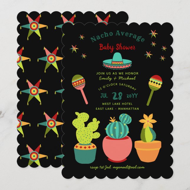 Invitación FIESTA Parejas de BABY SHOWER Flores Llama Moderno (Anverso / Reverso)