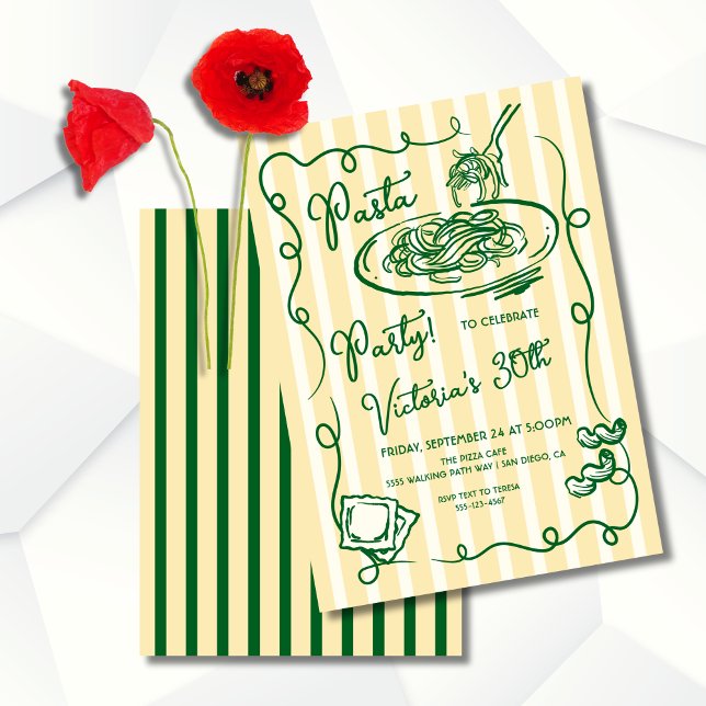 Invitación Fiesta Pasta de mano trenzada en italiano Cumpleañ (Subido por el creador)