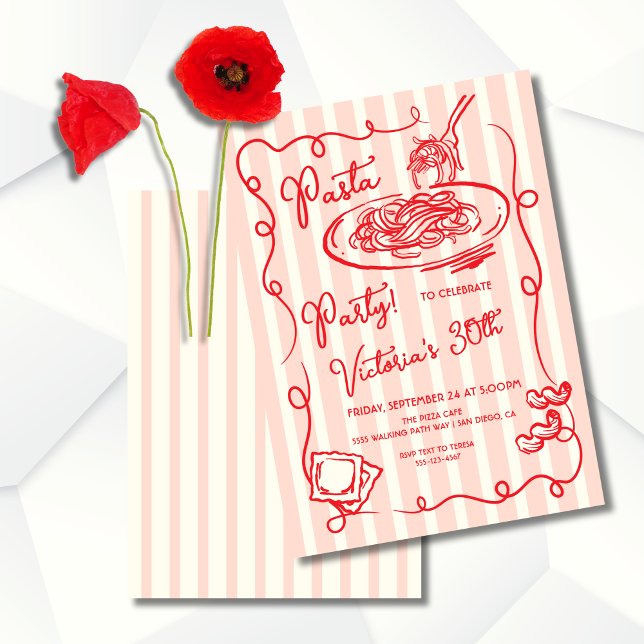Invitación Fiesta Pasta de mano trenzada en italiano Cumpleañ (Subido por el creador)