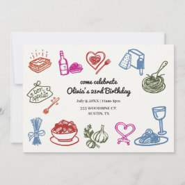 Invitación Fiesta pasta italiano colorido cumpleaños