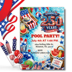 Invitación Fiesta Patriótica Americana de Barbacoa junto a la