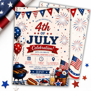 Invitación Fiesta patriótica de barbacoa del 4 de julio