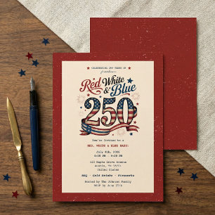 Invitación Fiesta Patriótica de Barbacoa Rojo Blanco y Azul d