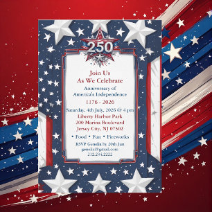 Invitación Fiesta Patriótica de Cumpleaños 250 Aniversario Vi
