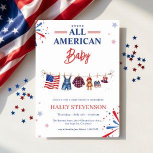 Invitación Fiesta Patriótica de Cumpleaños de Bebé el 4 de Ju