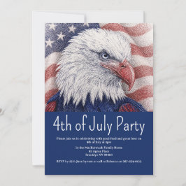 Invitación Fiesta Patriótica del 4 de Julio Rojo Blanco Azul 