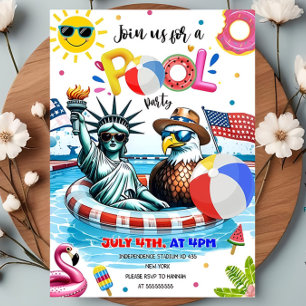 Invitación Fiesta Patriótica Editable en la Piscina el Día de