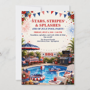 Invitación Fiesta Patriótica en la Piscina del 4 de Julio - R