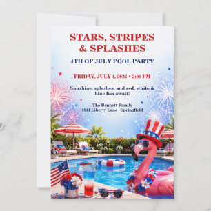 Invitación Fiesta Patriótica en la Piscina del 4 de Julio - R