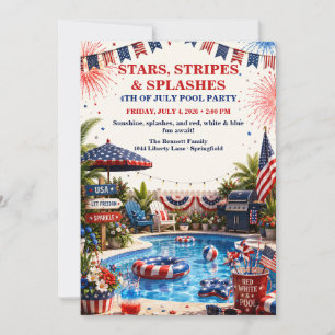Invitación Fiesta Patriótica en la Piscina del 4 de Julio - R