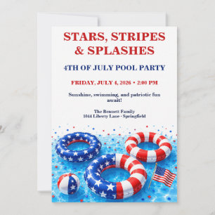 Invitación Fiesta Patriótica en la Piscina del 4 de Julio - R