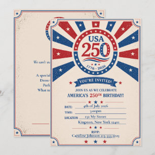 Invitación Fiesta Patriótica Personalizada Vintage América 25