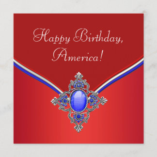 Invitación Fiesta Patriótica Rojo Blanco Azul 4 de Julio