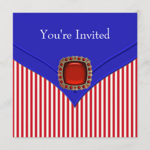 Invitación Fiesta Patriótica Rojo Blanco Azul para Todas las 