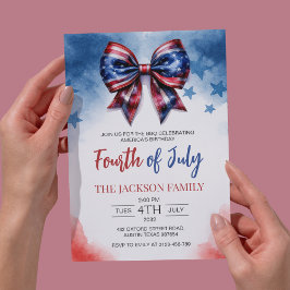 Invitación Fiesta patriótico de Bow Themed 4 de Julio