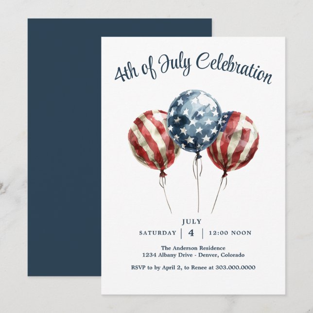 Invitación Fiesta patriótico del 4 de julio (Anverso / Reverso)