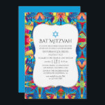 Invitación Fiesta Pattern Bat Mitzvah<br><div class="desc">El murciélago mitzvah,  con una temática festiva de colores vivos,  invita a ser diseñado para ser rápida y fácilmente adaptado a sus necesidades específicas.</div>