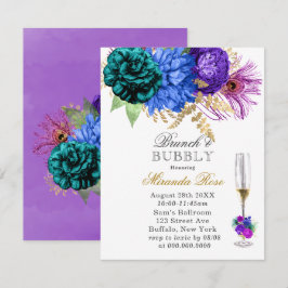 Invitación Fiesta Peacock Peony Brunch & Bubbly Invita