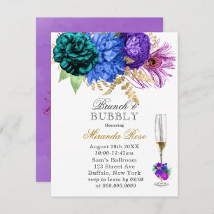 Invitación Fiesta Peacock Peony Brunch & Bubbly Invita
