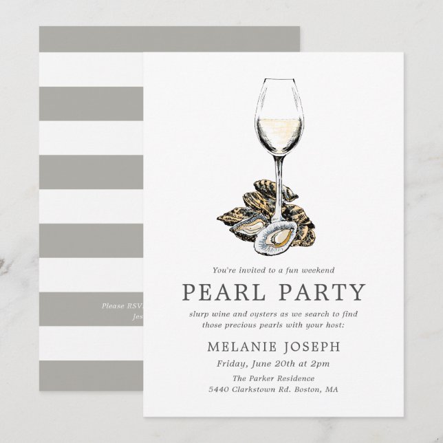 Invitación Fiesta Pearl| Trazos de pasta (Anverso / Reverso)