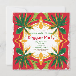 Invitación Fiesta Personalizable Palmas Reggae Floral 