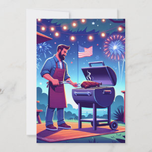 Invitación Fiesta personalizada de asado del 4 de julio