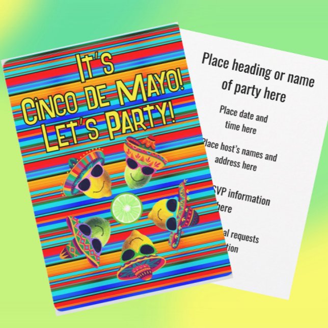 Invitación Fiesta Personalizada de Cinco de Mayo Limón Lima  (Customize front and back text for any occasion!)