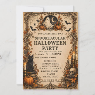 Invitación Fiesta personalizada de Halloween vintage
