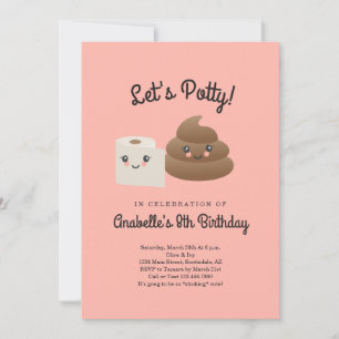 Invitación Fiesta Personalizada de Kawaii Caca y Papel Higién