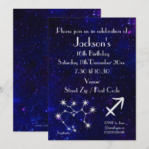 Invitación Fiesta personalizada de la galaxia del zodíaco de 
