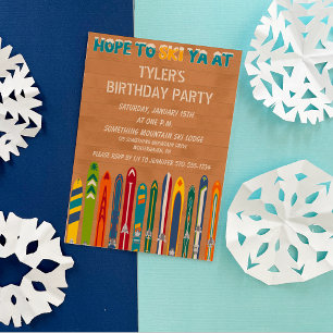 Invitación Fiesta personalizada de Lodge Retro Ski para cualq