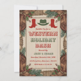 Invitación Fiesta personalizada de Navidad al estilo Western