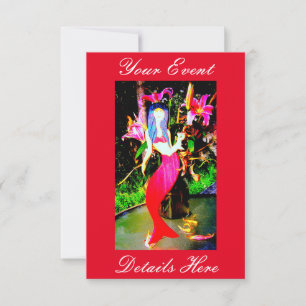 Invitación fiesta personalizada de sirenas rojas