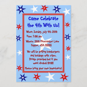 Invitación Fiesta personalizada del 4 de julio