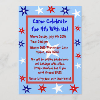 Invitación Fiesta personalizada del 4 de julio