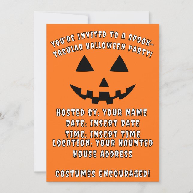 Invitación Fiesta personalizada Jack-o'-Lantern de Halloween (Anverso)